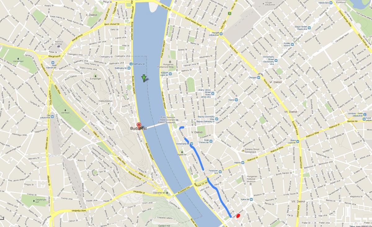 map of vaci street budapest