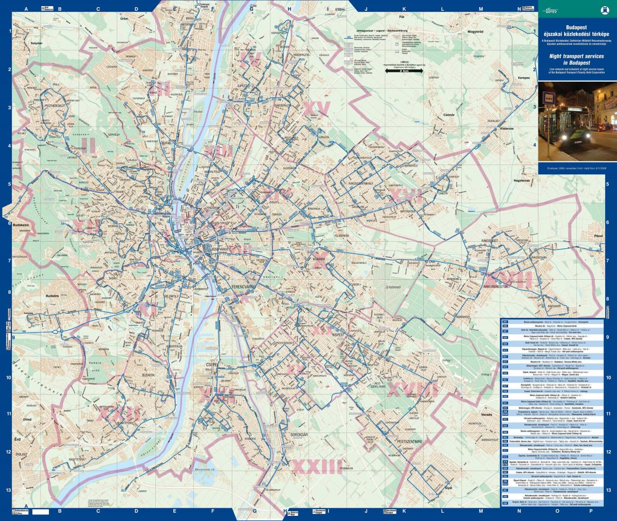 budapest night bus map