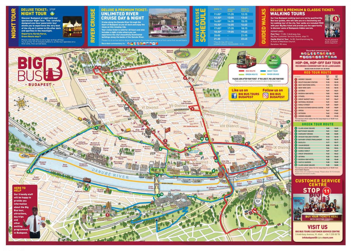 budapest big bus tour map
