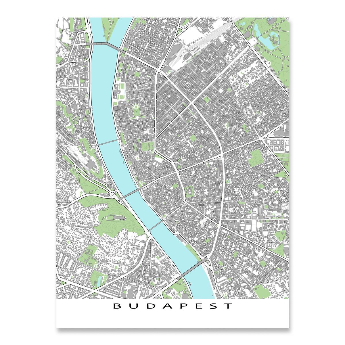 map of budapest map print